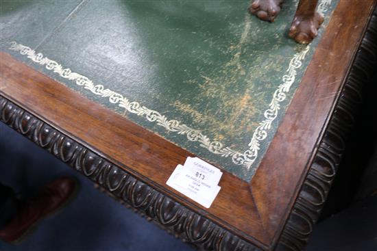 An Anglo Indian padouk pedestal desk, 5ft 3in x 3ft 8in.